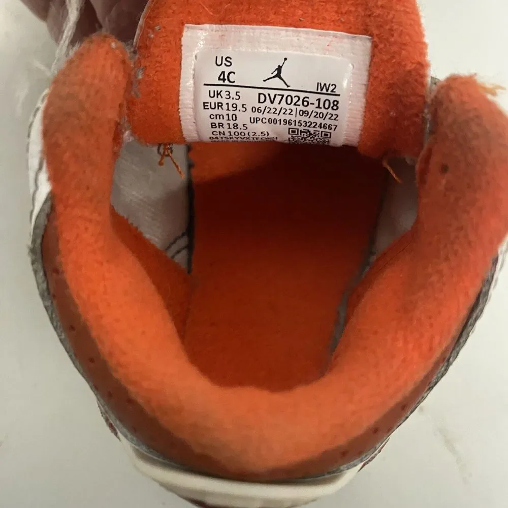 Nike Air Jordan Retro 3 Toddler Size 4C White Orange Sneakers Mid Top 3617